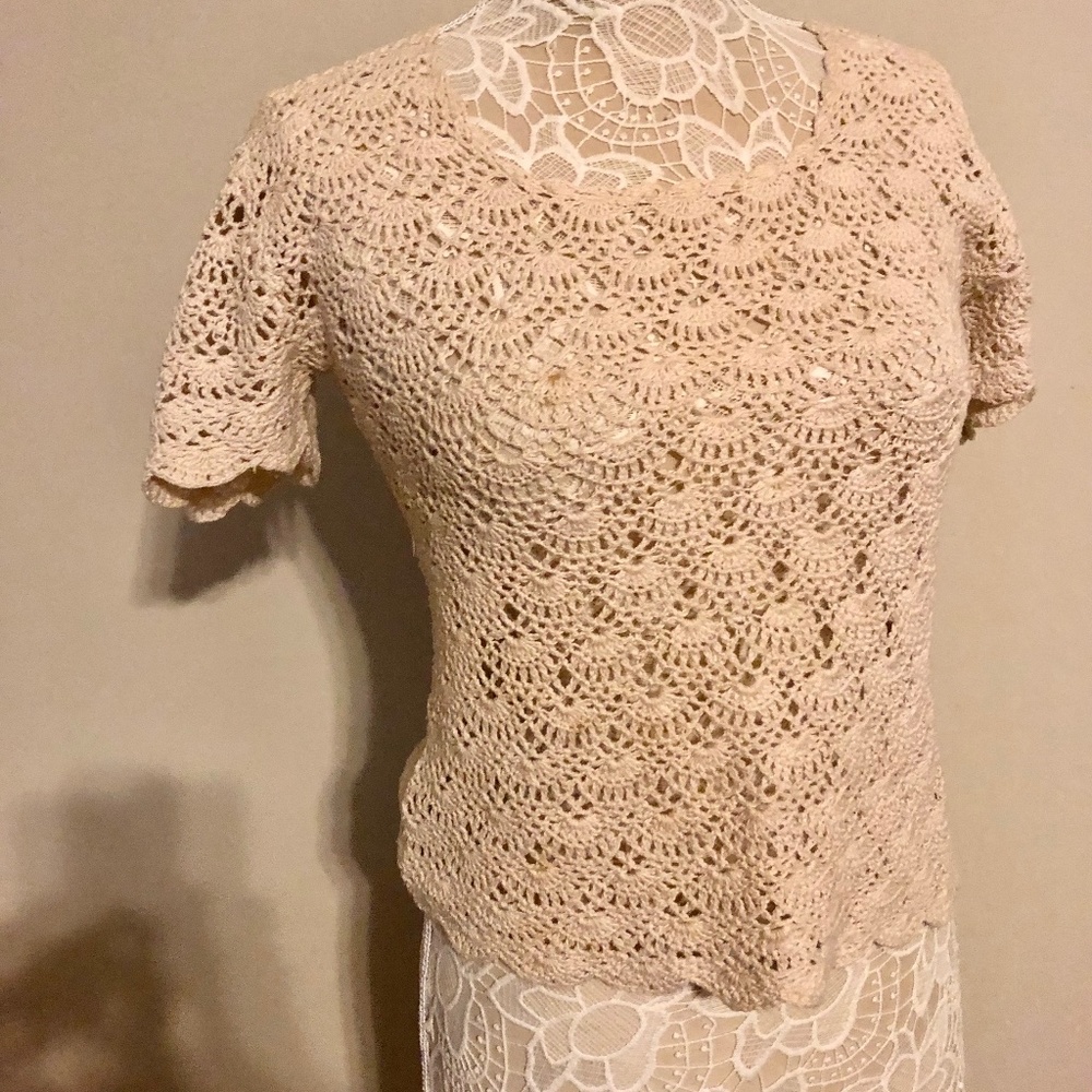 crochet cream color sweater